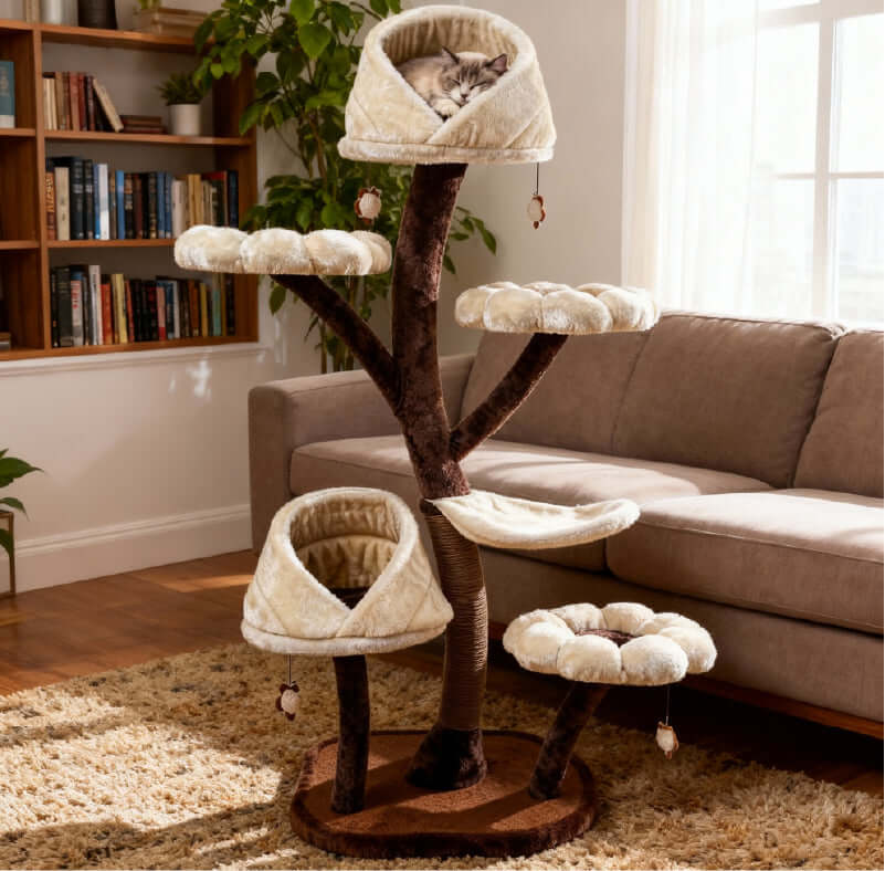 Modern Flower Cat Tree – Strong, Cute, and Fun for Your Cat