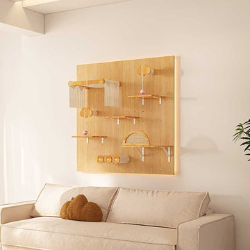 DIY Solid Wood Cat Wall Shelf with Holes – Wall-Mounted Climbing Panel for Cats