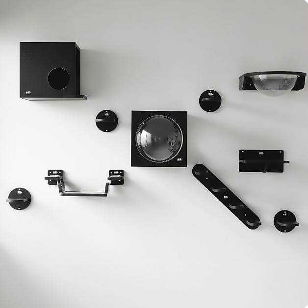 Modular Wall-Mounted Cat Climbing System with Clear Pods