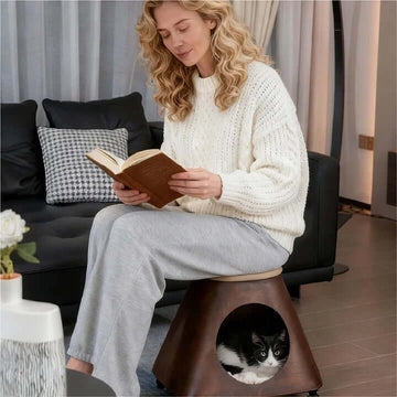 Multifunctional Cat Bed Stool with Rolling Wheels – Comfortable Seating & Cozy Hideaway for Cats