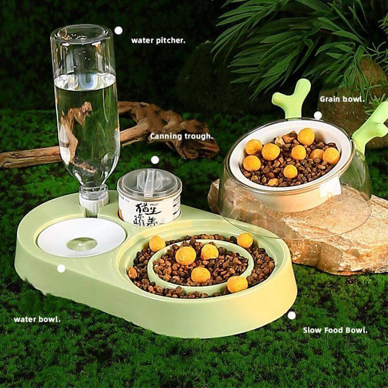 Multifunctional Cat Food Bowl & Auto Water Station
