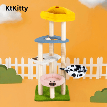 Farmyard Friends Cat Tree – Multi-Level & Cozy