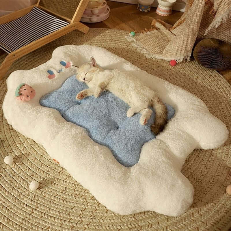 Strawberry Bear Cat Mat Bed — Soft & Cozy Sleeping Pad for Cats