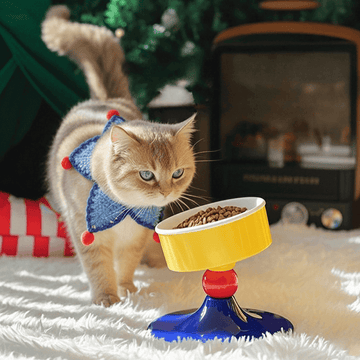 Tilted Ceramic Cat Bowl